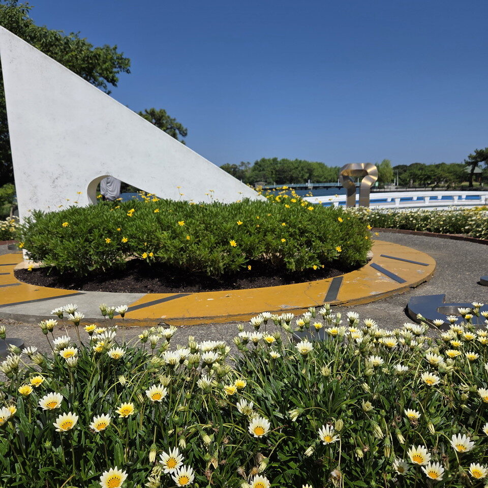ときわ公園の円形の花壇